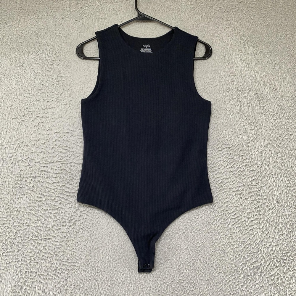 Nuuds Shaping Bodysuit Womens Medium Black Ribbed Tank Minimalist Capsule